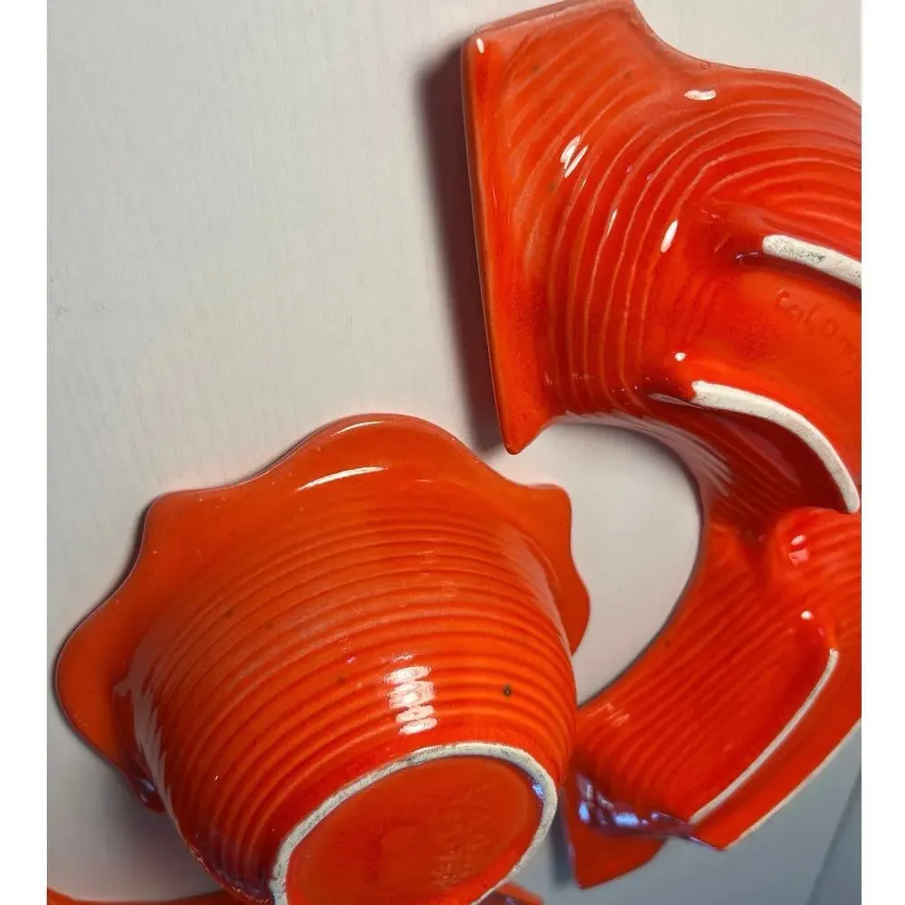 Art Deco 60’s Calif Originals Lazy Susan Chips & Dip Serving Dish Orange Lava
